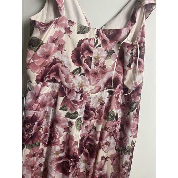 New EXPRESS Floral Print Ruffle Hi Lo Maxi Dress Pink Green Summer Size 12 - Picture 5 of 15